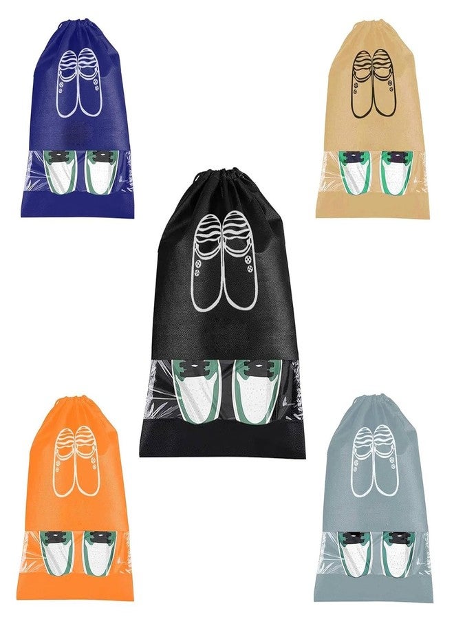 XANTHIC Shoe Bags for Storage | Shoe Pouch for Travel | Non-Woven | Shoe Cover with Transparent Window, (Pack of 5 - Multicolor) - Image 1